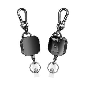 Paquet de 2 porte-clés rétractable,bobine de clé de porte-clé en métal robuste,porte-clés mousqueton avec clip de ceinture - Neuf