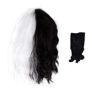 Perruque Synthetique Courte Ondulee Et Bouclee Pour Femme, Perruque Tendance Noire Et Blanche Pour Deguisement De Cosplay - Neuf
