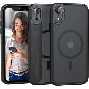 Magnétique Coque Iphone Xr Compatible Magsafe [Protection Caméra Intégrée] Housse Ultra Fine Anti-Choc - Dos Translucide Mat + Bordure Tpu Souple - Neuf