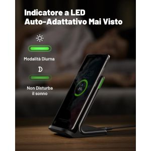 Chargeur À Induction Stand, 15w Sans Fil, Charge Rapide, Dual Coil, Éclairage Adaptatif, Facile Sommeil Pour Iphone 14 13 12 11 Pro Mini Max X Xs Xr Samsung S22 S21 S20 Xiaomi Google Etc. - Neuf