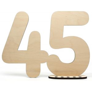 Kalanka-Livre D'or - Plaque D&eacute;corative En Bois - Num&eacute;ro 45 - &Agrave; &Eacute;crire Soi-M&ecirc;me - Avec Support Et Support De Bougie D'anniversaire - Pour D&eacute;coration D'anniversaire De 45 Ans, Anniversaire Ou Mariage - Neuf