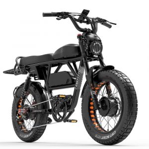 Velo Electrique Lankeleisi X-Black Knight Autonomie 280km 48km/H Double Moteur 2000w20 Pouces Batterie 48v 45ah Samsung Battery Shimano 7 Vitesses Tout Suspendu Vtt Fat Bike 95nm - Noir - Neuf