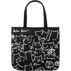 Sac En Toile Classique,Grand Sac À Main Avec Motif De Chat Noir,Tote Bag Sac Tissu Sac Fourre Tout Femme Idéal Pour Un U Quotidien[X616] - Neuf