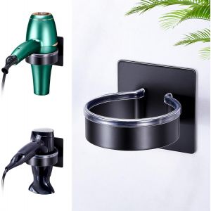 KALANKA-Support pour Sèche-Cheveux Mural, Acier Inoxydable Porte Sèche-Cheveux, Installation Facile Autocollant Support Seche Cheveux pour Salle de Bain, Chambre à Coucher, Salon de Coiffure - Noir M - Neuf