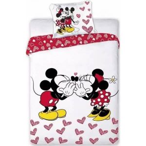 Parure De Couette - Homerokk - Mickey Minnie - 140x200 Cm - Drap Housse 90x190 - Blanc - Neuf
