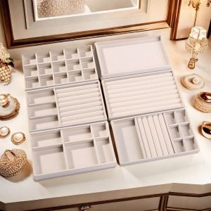 Lot De 6 Plateaux &Agrave; Bijoux, Organisateur De Bijoux, Organiseur De Boucles D'oreilles, Bo&icirc;te &Agrave; Bijoux, Tiroirs, Peut Contenir Du Maquillage, Collier, Bracelet, Bijoux, Bague (Noir) - Neuf
