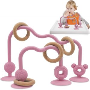 Jouet Ventouse Chaise Haute, Jouet Bebe 6 8 9 Mois,Montessori Sensoriels D'&eacute;veil Jeux B&eacute;b&eacute; Cadeau Enfant Fille et Gar&ccedil;on(Rose) - Neuf