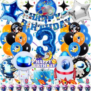 ChicSlick-Decoration Anniversaire Astronaute Espace 3 Ans ¿ 44 Pièces Decoration Anniversaire Garcon Avec Ballons Anniversaire Espace, Bannière, Gâteau Accessoires Pour Anniversaire Enfants[X665] - Neuf