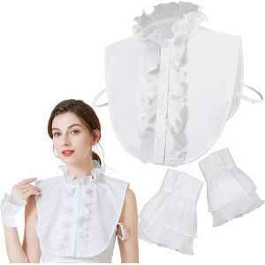 Trahoo-Col Chemisier Femme Amovible, Collier Faux Chemisier Détachable Demi-Chemise Dickey De Chemisier Pour Femme, Chemisier Blouse Col Femme Dickey Demi Chemise Blouse 2 Pcs - Neuf