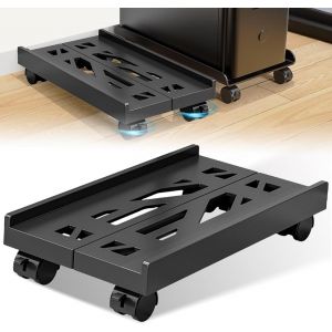 Support Mobile Pour Pc--En M&eacute;tal + Ps-Noir-Largeur R&eacute;glable-Support Pour Ordinateur De Bureau-Universel-Avec 4 Roulettes Pivotantes-Chariot Cpu - Neuf