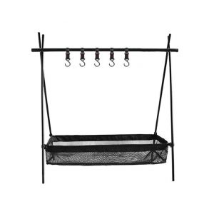 Support De Rangement Portable Pour Ustensiles De Cuisine D'ext&eacute;rieur Avec Filet Et Crochets - Id&eacute;al Pour Le Camping, La Randonn&eacute;e Et Les Barbecues - Neuf