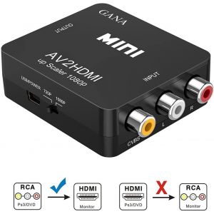 Adaptateur Rca Vers Hdmi | Convertisseur Av Vers Hdmi Adaptateur Av Vers Hdmi Prise En Charge 1080p Avec C&acirc;ble De Chargement Usb &Eacute;tui De Protection Pour Pc / Nintendo / Xbox / Ps4 / Ps3 / Tv / Stb / Vhs / Magn&eacute;toscope / Appareil Photo / Dvd (Noir) - Neuf