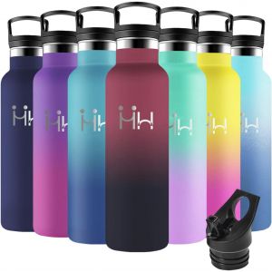 Gourde Isotherme, 500ml Anti-Fuite, Gourde Paille, Poignée De Transport, Bouteille Isotherme, Anti-Fuite, Gourde Inox, Gourde Enfant Pour Sport, Gym, Voyage, Camping, École, Rouge & Noir - Neuf