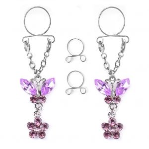 Anneau De Teton Papillon Reglable, Non Perce, Clip Sur La Poitrine, Bijoux De Piercing Corporel - Neuf