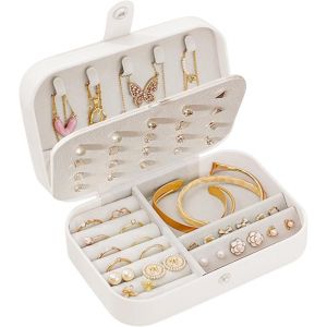KALANKA-Boite a Bijoux Femme, Rangement Bijoux, Boite a Bijoux Fille avec Miroir Cuir PU, Petit Boite a Bijoux Portable pour Boucles D'Oreilles, Colliers, Bagues, Anniversaire, Cadeau de Mariage - Neuf