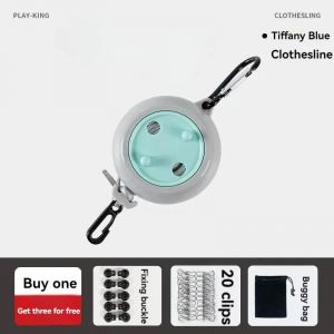 Corde À Linge Portable,Corde À Linge De Camping Réglable De 26 Pieds,Ligne Sèche À Linge,Adaptée Aux Voyages En Plein Air,Pêche,Camping.Blue Set. - Neuf