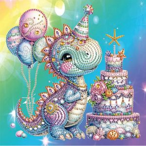 Ayuhr-Diamond Painting 30 X 30 Cm - Dinosaure Dragon Gâteau, Strass Special, Peinture Diamant, Art Broderie Point De Croix - Images Cadeau Décoration - Neuf