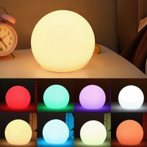 Boule Lumineuse Led De 15 Cm Avec Télécommande, Veilleuse Led Pour Enfants, Changement De Couleur, 16 Couleurs Rvb Et Batterie Rechargeable - Neuf