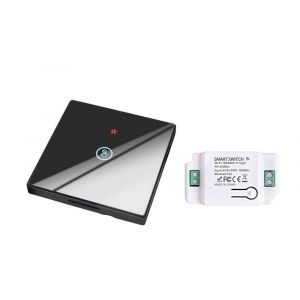 Interrupteur mural tactile,sans câblage,10A,fonctionne avec l'application Tuya/Smart Life,compatible avec ALexa,Google Assistant (1/un-1*Gang Wireless Switch Black+1/un Controller)1Kit - Neuf