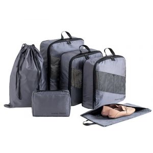 Lot de 6 cubes de rangement de voyage gris pour v&ecirc;tements, chaussures et accessoires - Neuf