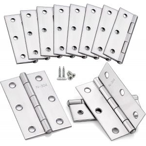 8 Charni&egrave;re Acier 75x50x1,2mm, Charni&egrave;re de Porte Pliable Universelles Avec 60 vis 16 x 3,5mm, Charni&egrave;re Piano Inox Argent&eacute; Pour Porte Placard, Paumelles De Porte - Neuf