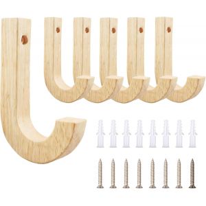6 Pcs Porte Manteau Mural Bois Comprend Des Vis, Patere Salle de Bain Chambres Salons Porte Manteau Mural Enfant pour Suspendre V&ecirc;tements Chapeaux Serviettes - Neuf