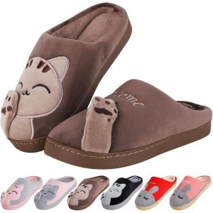 Kalanka-Chaussons Femme Hiver Pantoufles Homme Chaud Peluche Pantoufle Femme Confort Chausson Maison Fille Mignon Pantoufles Chat Antidérapant Chaussures En Coton Intérieure - Neuf