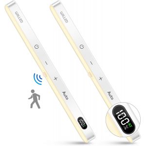 3000k Led Lampe De Placard 60 Led, Affichage Des Niveaux De Batterie, Rechargeable Usb Sans Fil Lampe D'armoire À Détecteur De Mouvement, Éclairage Led Pour Escalier Cuisine Couloir (2 Pack) - Neuf