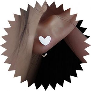 Kal-Boucles D'oreille Coeur Vintage Boucles D'oreille Coeur Argent Boucles D'oreille Coeur Demi-Rondelles Boucles D'oreille Coeur Minuscule Boucles D'oreille Coeur Cartilage Bijoux Pour Femmes - Neuf