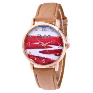 Zhoulianfa F-447 Montre En Alliage À La Mode Cadran Rond Montre-Bracelet À Quartz À Affichage Analogique (Beige) - Neuf