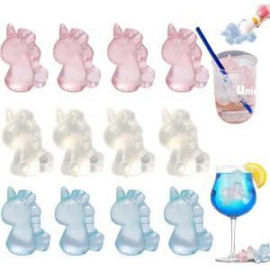 Kal-Glaçons Réutilisables 12 Stück Moule À Glaçons Licorne Colorés Mignons, Cube De Glace Réutilisable Plastique, Glacons Plastique Colorés, Pour Refraîchir Les Boissons (Licorne) - Neuf