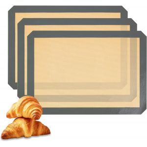 AYUHR-Lot de 3 tapis de cuisson en silicone, 42 x 29,5 cm, sans BPA, anti-adhésifs, résistants à la chaleur, réutilisables, pour four à micro-ondes, plaque de cuisson - Neuf