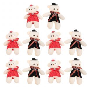 Lot De 10 Pendentifs En Forme D'animaux En Peluche Pour Porte-Cles, Sac, Ours En Peluche - Neuf