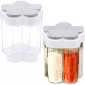Lot De 2 Pots À Épices De Voyage 5 En 1 Pour Le Camping, Bouteille À Condiments En Plastique Transparent Pour Le Camping, La Randonnée, Le Barbecue Et Les Pique-Niques - Neuf