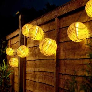 Guirlande Solaire Exterieur Guirlande Lumineuse Exterieure Lampions 20led Lanterne Blanche 3,2m Lumiere Solaire Exterieur Decoration Jardin Exterieur Pour Jardin, Balcon, Terrasse, Arbres - Neuf