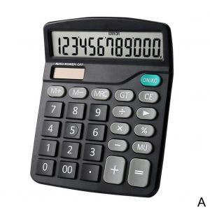 QSJ-Calculatrice de bureau à grand écran LCD à 12 chiffres,solaire et batterie,double puissance pour la maison,le bureau,l'école,outils de comptabilité financière-A - Neuf