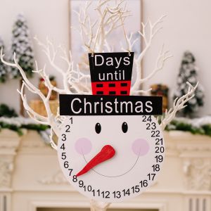 En bois Bonhomme de neige de No&euml;l Calendrier de l'Avent, De 11,4 Pouces 24 Jours de No&euml;l, le compte &agrave; Rebours Calendrier, No&euml;l, Pendaison Signe de Bienvenue Bois Couronne de D&eacute;corations de no&euml;l pour - Neuf