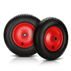 Roue de brouette avec essieu Pneu Roue en caoutchouc Roue de rechange 2x - Neuf