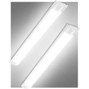 Kal-Lot De 2 Réglette Led Étanche 90cm, Plafonnier Exterieur Led 30w 3600lm Blanc Froid 6500k, Neon Tube Led Aluminium Et Pc Luminaire Pour Bureau, Entrepôt, Garage, Sous-Sol, Atelier. - Neuf