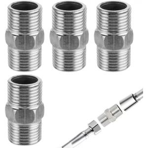 Raccords Doubles 1/2'' en Acier Inoxydable,Lot de 4-Rallonge Filetée pour Tuyau de Douche,Conduite d'Eau,Air,Robinet et Nettoyeur Haute Pression - Neuf