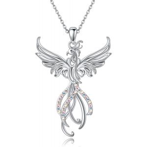 Collier Phoenix En Argent Sterling 925 Pendentif Phoenix Montant « Rise From The Ashes » Bijoux Pour Femmes - Neuf