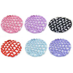 6 Pi&egrave;ces Maille Filet Chignon Cheveux Invisibles Filets Pour Danseur Infirmi&egrave;re H&ocirc;tesse De L'air (Rose, Lilas, Bleu, Noir, Rouge, Violet) - Neuf