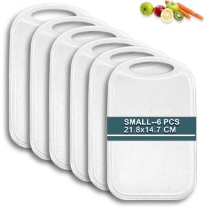 Set De 6 Planches &Agrave; D&eacute;couper Avec Rainure &Agrave; Jus&iquest; 22x15 Cm Antibact&eacute;rien Planche &Agrave; D&eacute;couper Plastique Antid&eacute;rapante Bpa Free&iquest;Petite Planche &Agrave; D&eacute;couper Blanc Plastique - Neuf