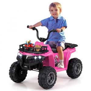 Costway Quad Electrique Pour Enfants 6v 4,5ah Avec 4 Roues Antid&eacute;rapantes, Led, Panier De Rangement, 74 X 45 X 56 Cm, Rose - Neuf