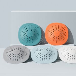 Lot de 5 attrape-cheveux, passoire d'évier, passoire de cuisine pliable en silicone, passoire de protection d'évier avec ventouse pour salle de bain, douche et cuisine - Neuf