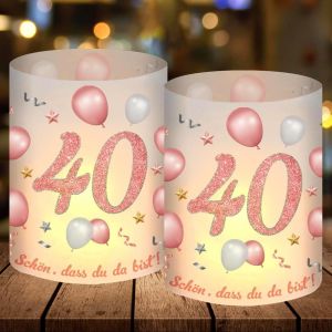 ERYI-12 Photophores Décoratifs Anniversaire Pour 40 Ans, Décoration De Table 40Ans Happy Birthday, Deco Anniversaire 40 Ans Femme Homme Pour Lumières De Thé Et Bougies - Neuf