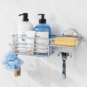 Lot de 2 Paniers de Douche D'angle à Ventouse, Etagère de Douche de Salle de Bain, Panier de Rangement Mural pour Shampoing Support en Plastique pour Cuisine et Salle de Bai - Neuf