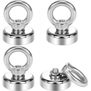 SJZG-19Kg Crochet Aimant&eacute; Neodyme, 4 Pi&egrave;ces Porte Manteau Aimant&eacute; Puissants, 25Mm Aimant Crochet Magnetique Puissant, Oeillets Aimants Crochet Pour Cuisine, R&eacute;frig&eacute;rateur Et Garage - Neuf