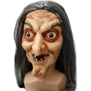 Masque D'halloween Masque De Sorci&egrave;re,Masque D'horreur Effrayant D'halloween De Vieilles Femmes Avec Masque En Latex De Cheveux Pour Halloween D&eacute;guisement Prop - Neuf