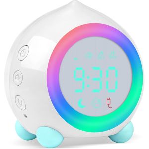 R&eacute;veil Lumineux pour Enfants,Horloge Num&eacute;rique LED avec Veilleuse,Alarme Snooze,Volume R&eacute;glable,USB Rechargeable,Jour/Nuit Enfants Filles Gar&ccedil;ons&iquest;Blanc&iquest; - Neuf